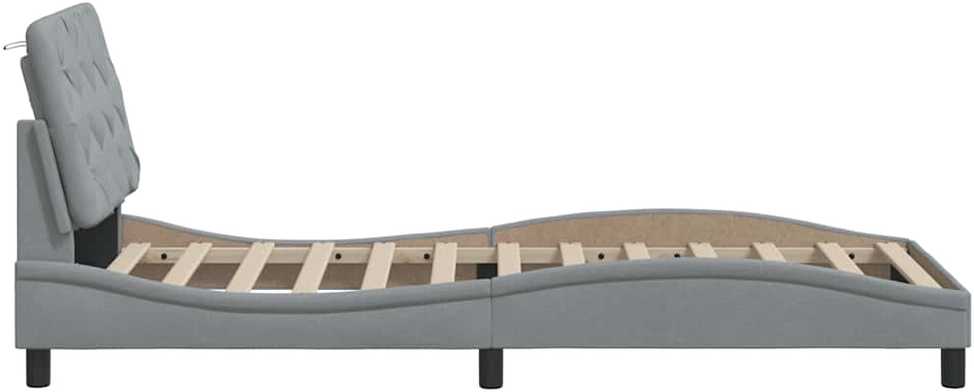 Lovos rėmas su LED be čiužinio, šviesiai pilkas, 80x200 cm
