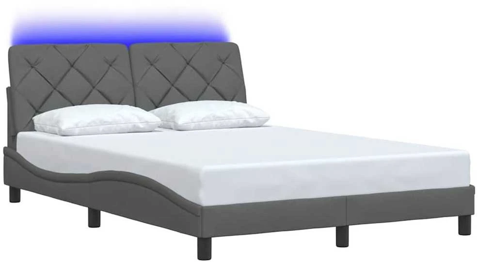 Lovos rėmas su LED be čiužinio, tamsiai pilkas, 140x190 cm