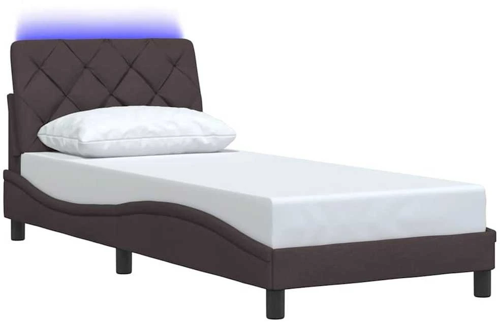 Lovos rėmas su LED be čiužinio, tamsiai rudas, 90x200 cm