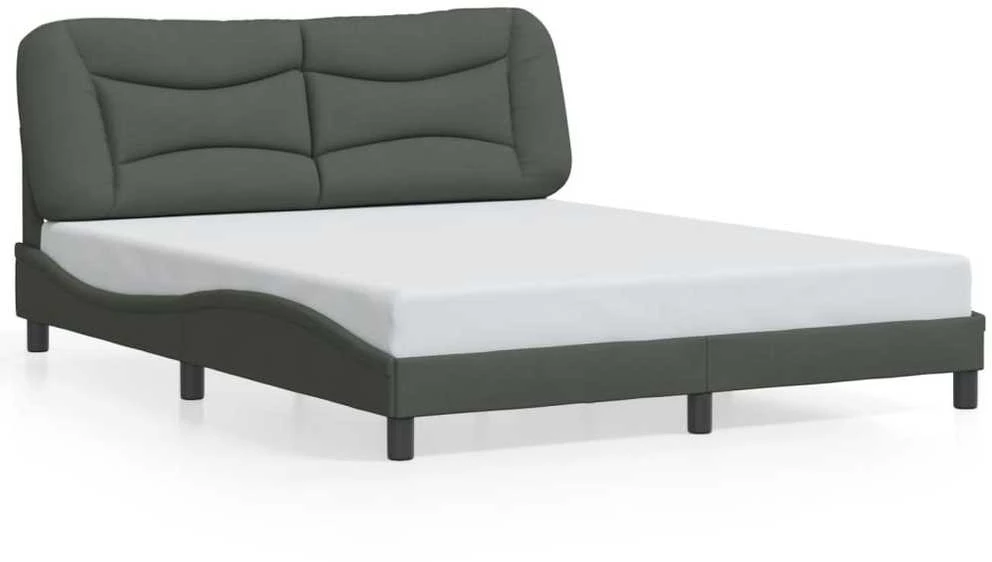 Lovos rėmas su LED, tamsiai pilkas, 160x200cm, audinys