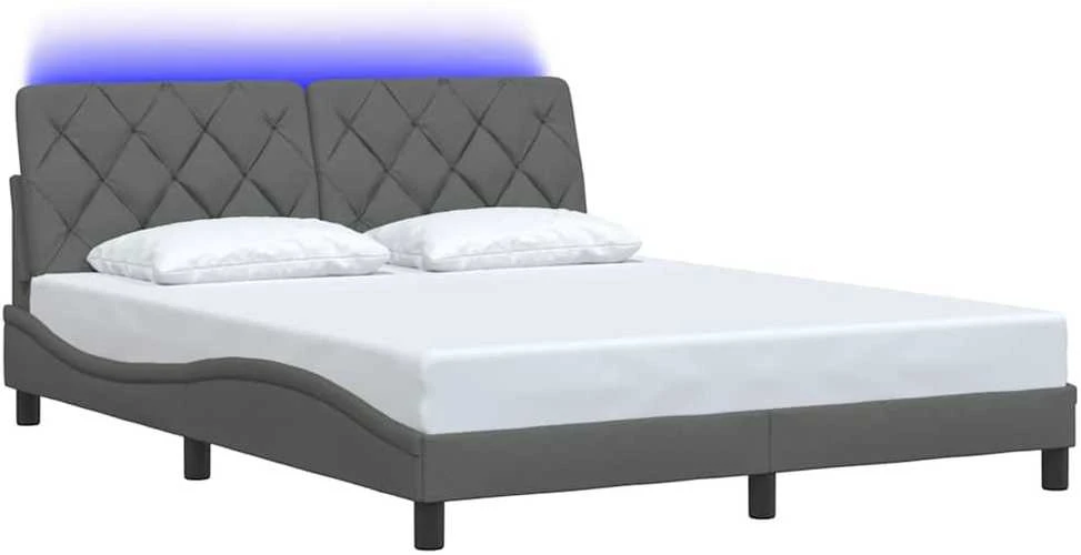 Lovos rėmas su LED be čiužinio, tamsiai pilkas, 160x200 cm