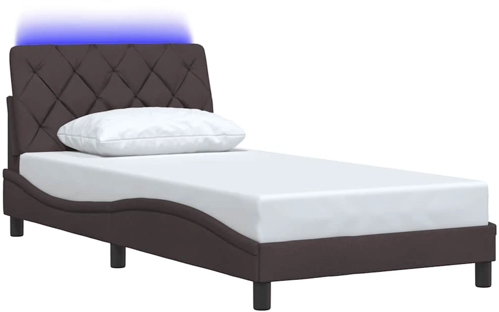 Lovos rėmas su LED be čiužinio, tamsiai rudas, 100x200 cm