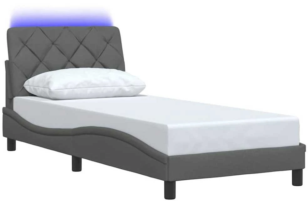 Lovos rėmas su LED be čiužinio, tamsiai pilkas, 90x190 cm