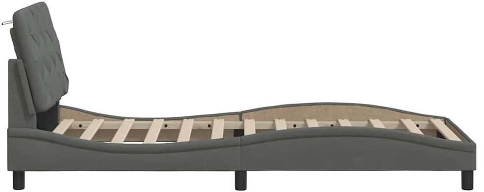 Lovos rėmas su LED be čiužinio, tamsiai pilkas, 90x200 cm