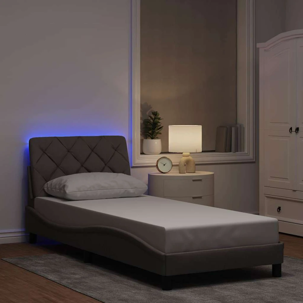 Lovos rėmas su LED be čiužinio, taupe, 90x190 cm, audinys