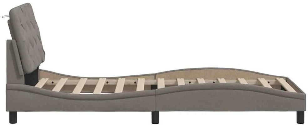 Lovos rėmas su LED be čiužinio, taupe, 90x190 cm, audinys