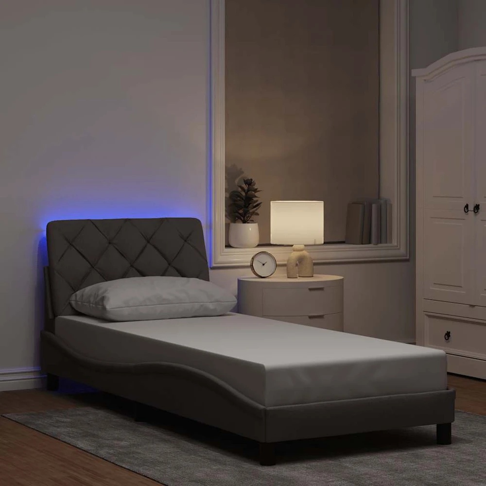 Lovos rėmas su LED be čiužinio, taupe, 90x200 cm, audinys