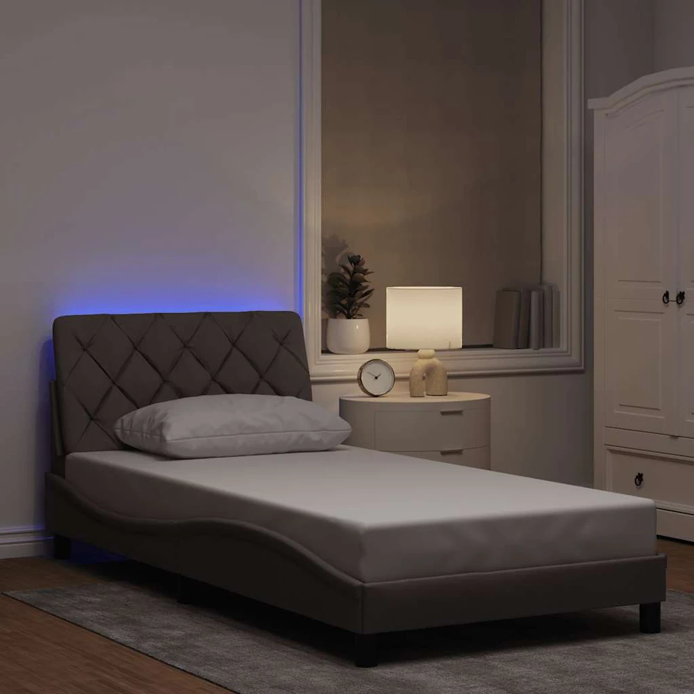 Lovos rėmas su LED be čiužinio, taupe spalvos, 100x200 cm