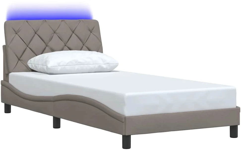 Lovos rėmas su LED be čiužinio, taupe spalvos, 100x200 cm