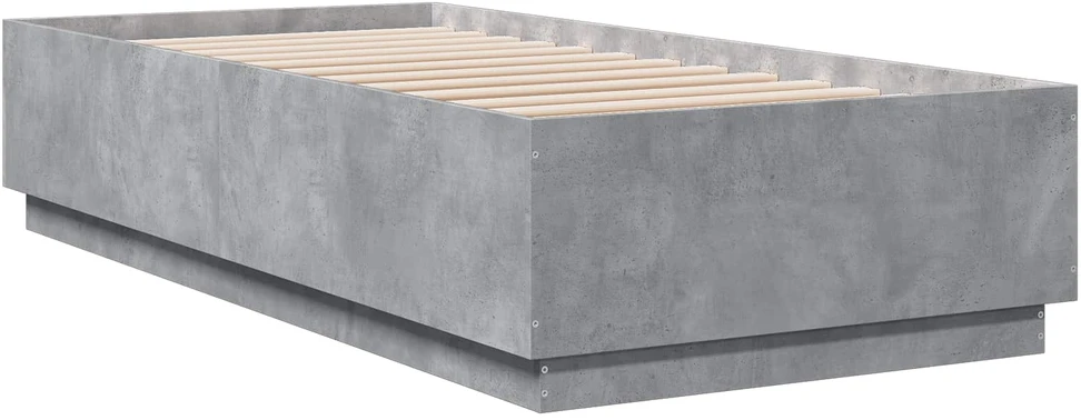 Lova Lovos rėmas su LED Betono pilka 80 x 200 cm Apdirbta mediena