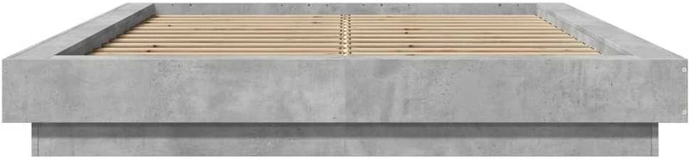 Lovos rėmas su LED, betono pilkas, 120x200cm, apdirbta mediena