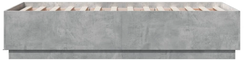 Lovos rėmas su LED, betono pilkas, 75x190cm, apdirbta mediena
