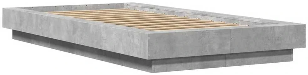 Lovos rėmas su LED, betono pilkas, 75x190cm, apdirbta mediena