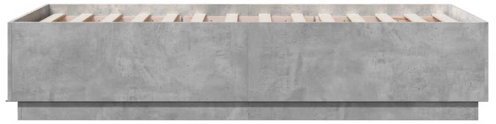 Lovos rėmas su LED, betono pilkas, 75x190cm, apdirbta mediena