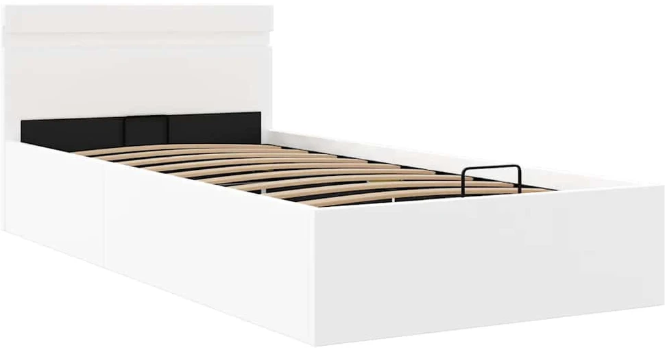 Lovos rėmas su LED/daiktadėže, baltas, 100x200cm, dirbtinė oda
