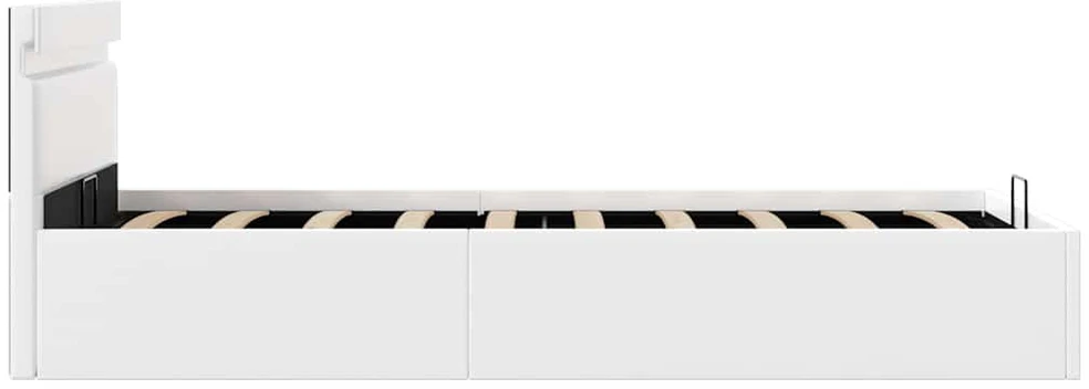 Lovos rėmas su LED/daiktadėže, baltas, 100x200cm, dirbtinė oda