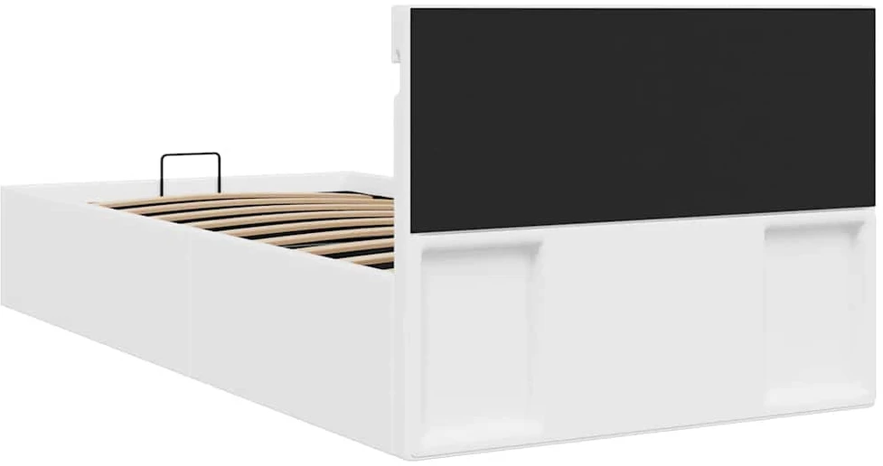 Lovos rėmas su LED/daiktadėže, baltas, 100x200cm, dirbtinė oda