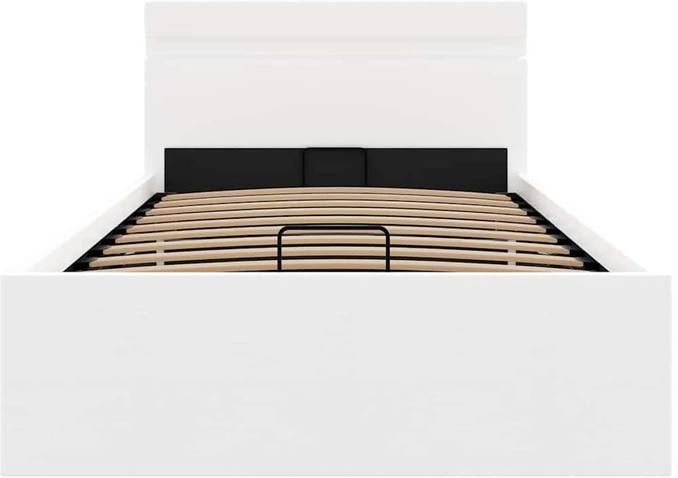 Lovos rėmas su LED/daiktadėže, baltas, 100x200cm, dirbtinė oda