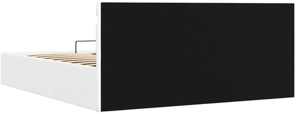 Lovos rėmas su LED/daiktadėže, baltas, 160x200cm, dirbtinė oda