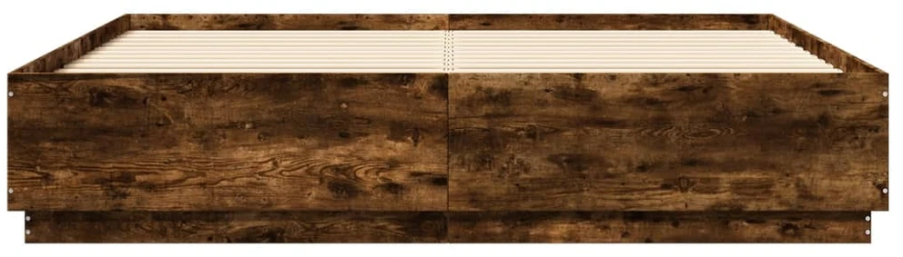 Lovos rėmas su LED, dūminio ąžuolo, 200x200cm, apdirbta mediena