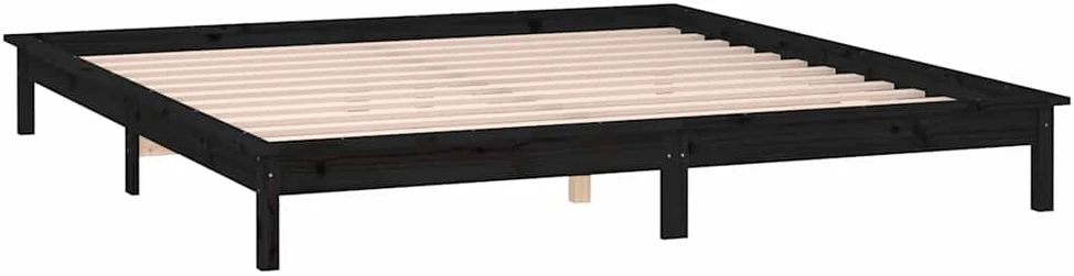 Lovos rėmas su LED, juodas, 120x190cm, mediena, dvivietis