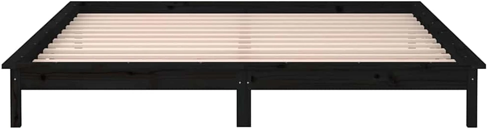 Lovos rėmas su LED, juodas, 120x190cm, mediena, dvivietis