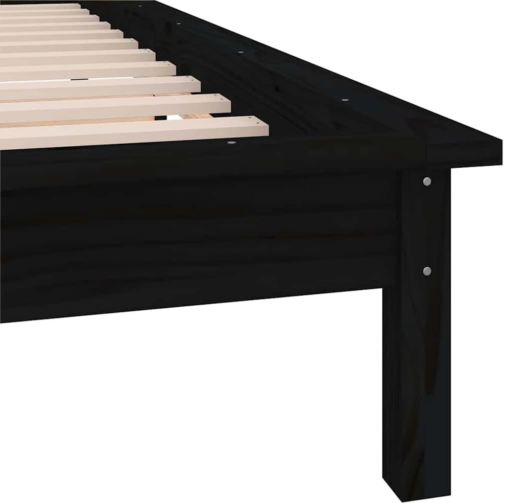 Lovos rėmas su LED, juodas, 75x190cm, mediena, vienvietis