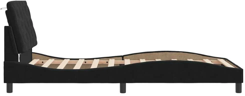 Lovos rėmas su LED, juodos spalvos, 100x200cm, aksomas
