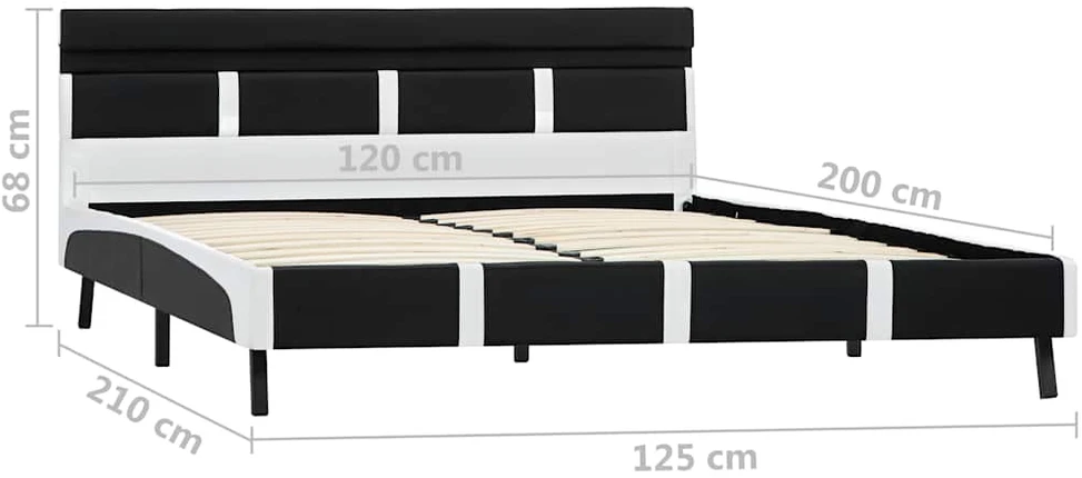 Lovos rėmas su LED, juodos spalvos, 120x200cm, dirbtinė oda