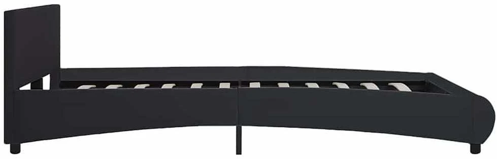 Lovos rėmas su LED, juodos spalvos, 160x200cm, dirbtinė oda