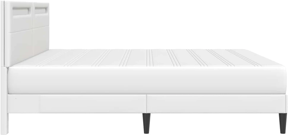 Lovos rėmas su LED juostelėmis Balta 180 x 200 cm Dirbtinė oda