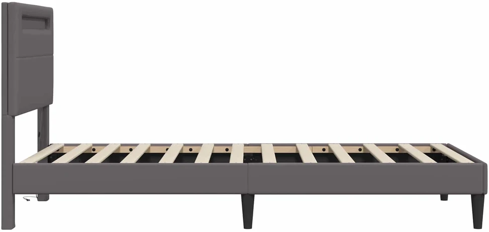 Lova Lovos rėmas su LED juostelėmis Pilka 90 x 200 cm Dirbtinė oda