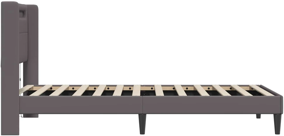 Lova Lovos rėmas su LED juostelėmis Pilka 90 x 200 cm Dirbtinė oda