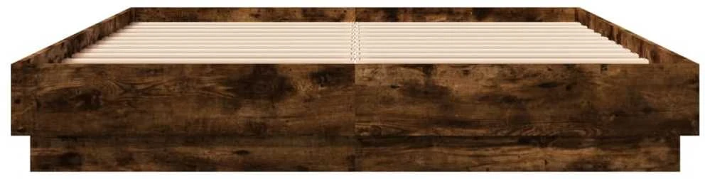 Lovos rėmas su LED lemputėmis, dūminio ąžuolo, 160x200cm