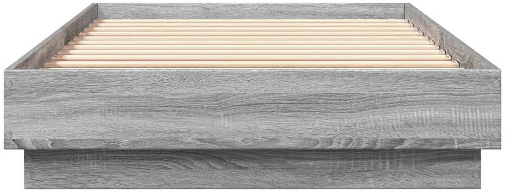 Lovos rėmas su LED lemputėmis, pilkos ąžuolo spalvos, 90x200cm