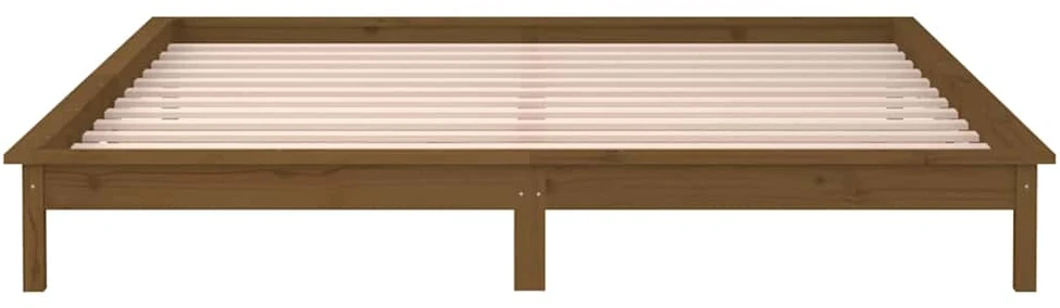 Lovos rėmas su LED, medaus rudas, 120x190cm, mediena, dvivietis