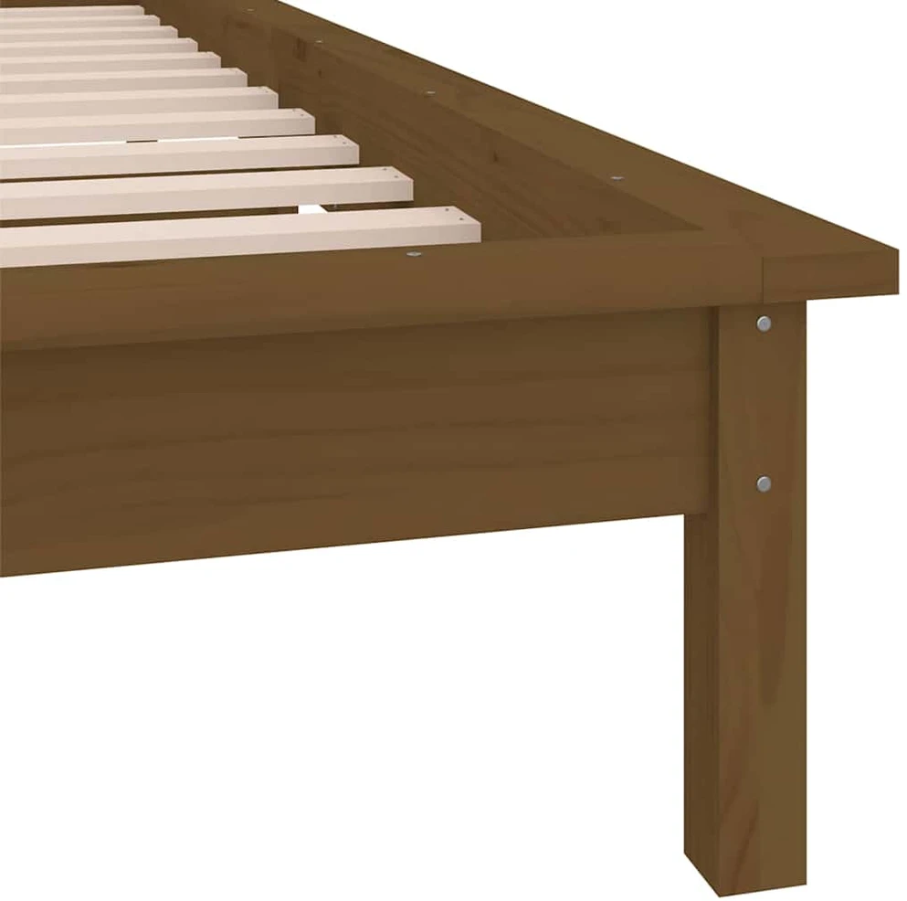 Lovos rėmas su LED, medaus rudas, 75x190cm, mediena, vienvietis