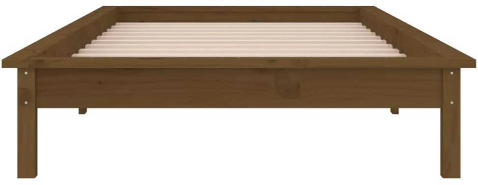 Lovos rėmas su LED, medaus rudas, 75x190cm, mediena, vienvietis
