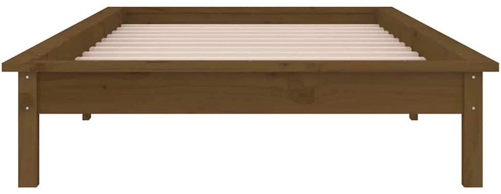 Lovos rėmas su LED, medaus rudas, 75x190cm, mediena, vienvietis