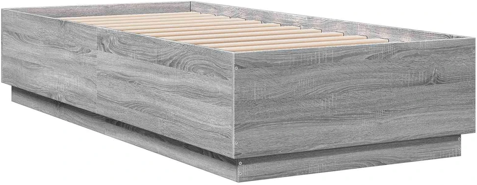 Lova Lovos rėmas su LED Pilka Sonoma 80 x 200 cm Apdirbta mediena