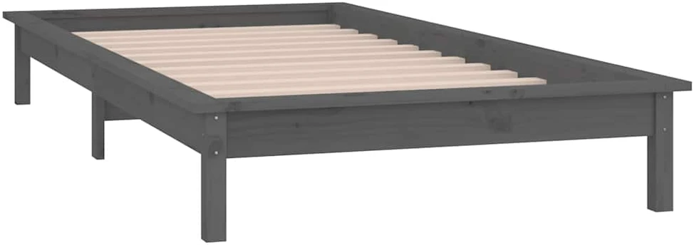 Lovos rėmas su LED, pilkas, 75x190cm, mediena, vienvietis