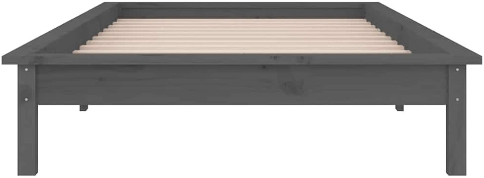 Lovos rėmas su LED, pilkas, 75x190cm, mediena, vienvietis