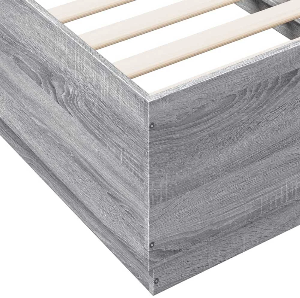 Lovos rėmas su LED, pilkas ąžuolo, 75x190cm, apdirbta mediena