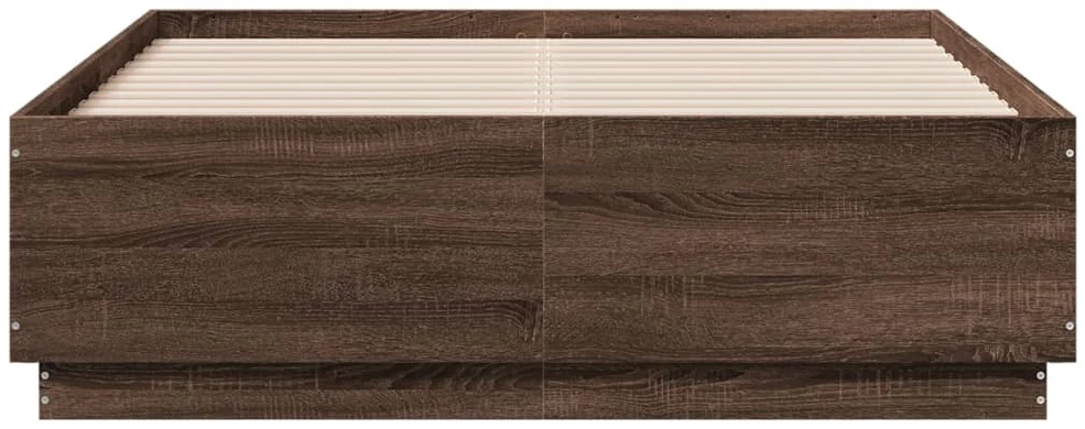 Lovos rėmas su LED, rudas ąžuolo, 140x190cm, apdirbta mediena