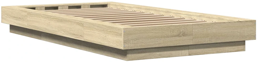 Lova Lovos rėmas su LED Sonoma ąžuolas 80 x 200 cm Apdirbta mediena