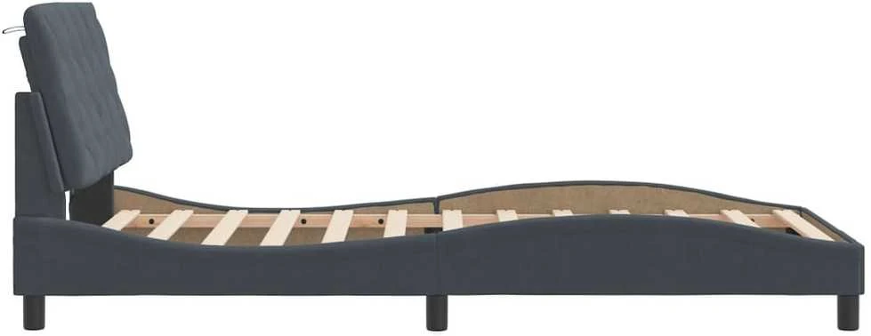 Lovos rėmas su LED, tamsiai pilkas, 100x200cm, aksomas
