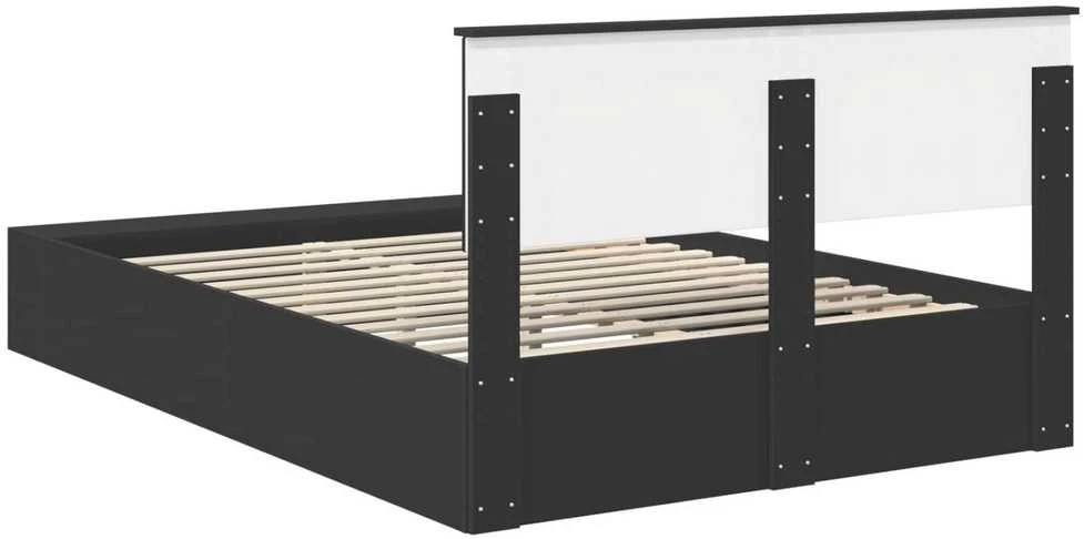 Lovos rėmas su lentyna Juoda 140 x 200 cm Apdirbta mediena