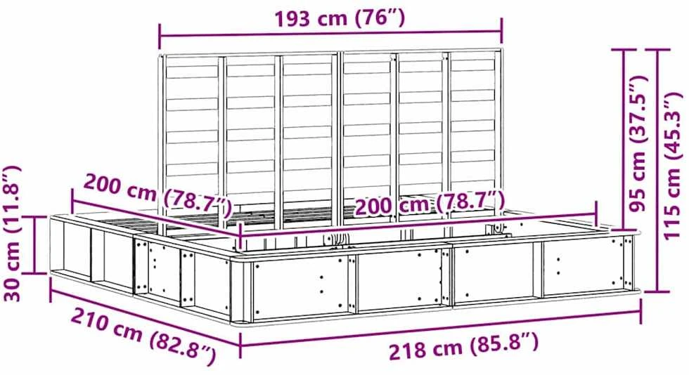 Lovos rėmas Vaško ruda 180 x 200 cm Kietos pušies mediena