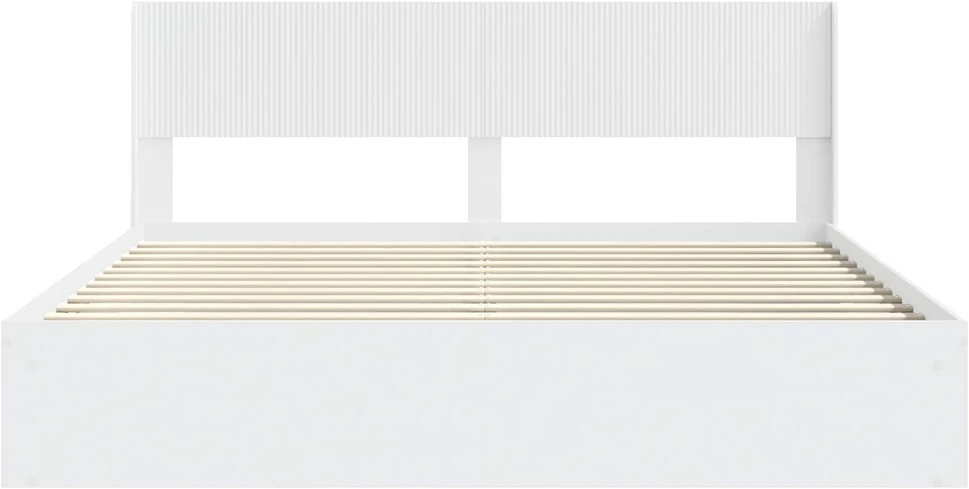 Lovos rėmas su saugojimu ir nugara Balta 180 x 200 cm