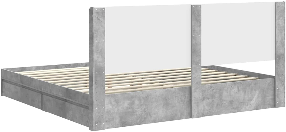 Lovos rėmas su saugojimu ir nugara Betono pilka 200 x 200 cm
